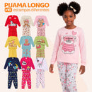 Kit 4 Peças Pijama Infantil Menina Manga Comprida Tamanho 1 ao 10