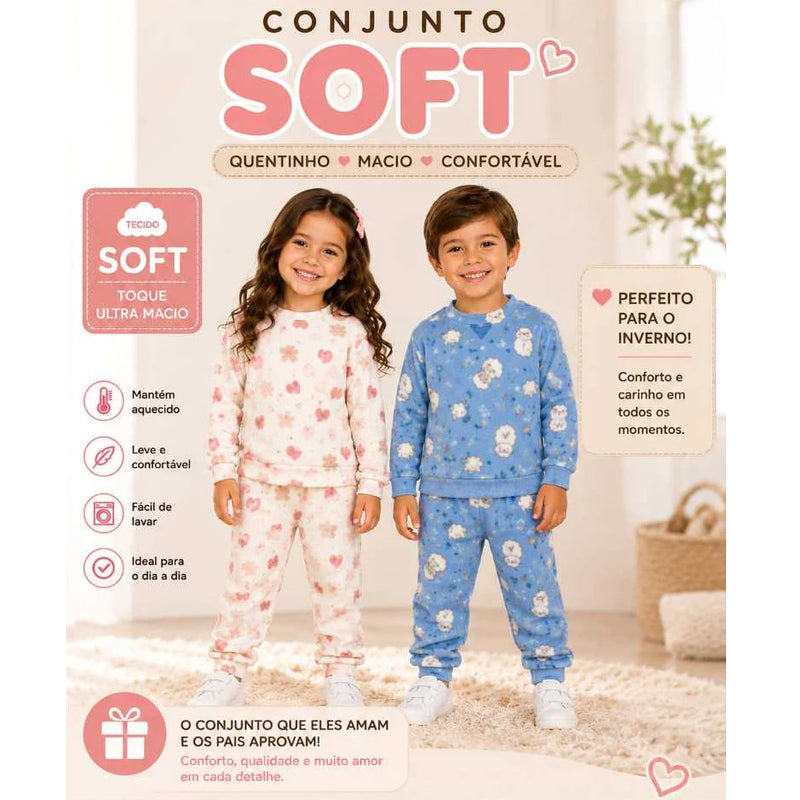 Conjunto Pijama de soft sem capuz