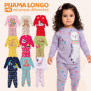 Kit 4 Peças Pijama Infantil Menina Manga Comprida Tamanho 1 ao 10