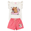 Conjunto Infantil Capivara Feminino 100% Algodão – Leve e Confortável