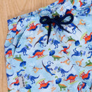 Bermuda Surf Infantil Dinossauro Azul Claro com Bolsinho