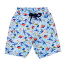 Bermuda Surf Infantil Dinossauro Azul Claro com Bolsinho