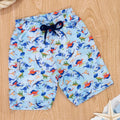 Bermuda Surf Infantil Dinossauro Azul Claro com Bolsinho