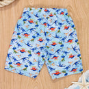 Bermuda Surf Infantil Dinossauro Azul Claro com Bolsinho