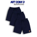 Kit com 3 Bermudas Infantis Masculinas com Bolsos | Moletom Leve 100% Algodão