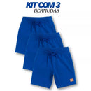 Kit com 3 Bermudas Infantis Masculinas com Bolsos | Moletom Leve 100% Algodão