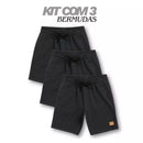 Kit com 3 Bermudas Infantis Masculinas com Bolsos | Moletom Leve 100% Algodão