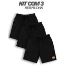 Kit com 3 Bermudas Infantis Masculinas com Bolsos | Moletom Leve 100% Algodão