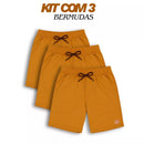 Kit com 3 Bermudas Infantis Masculinas com Bolsos | Moletom Leve 100% Algodão