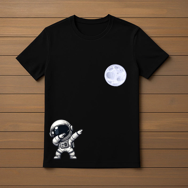 Camisa Astronauta Lua Camiseta Manga Curta Blusa Infantil Algodão